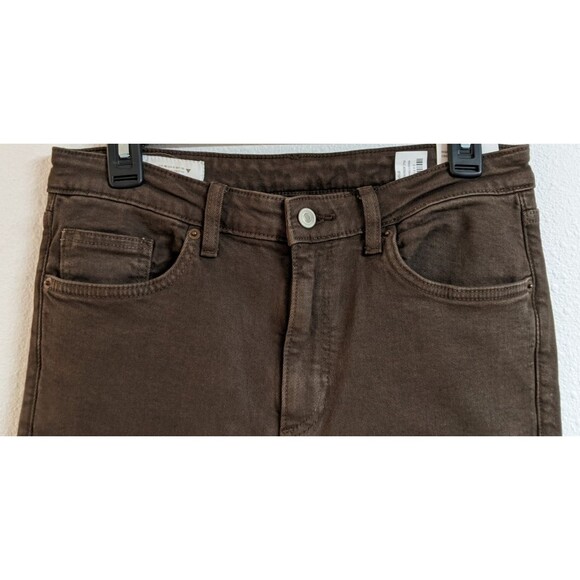 NWT~ZARA Chocolate Brown High-Rise Cropped Flare Stretch Denim Jeans 40/8 - Picture 3 of 11
